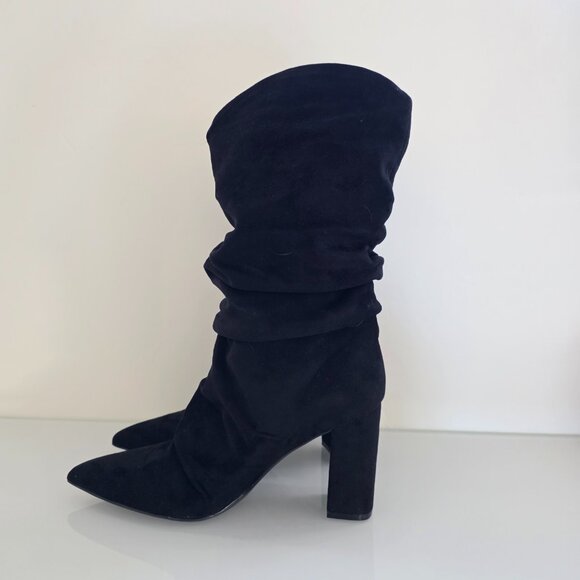 Marc Fisher Black Suede Slouch Boots Size 8M ๐ขโจ - Picture 7 of 16
